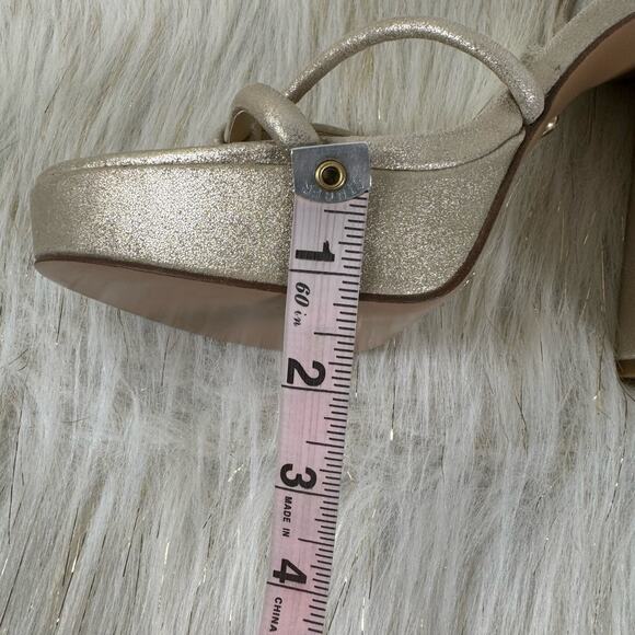 Pella Moda Womens Gilian Ankle Strap Sandal Gold Chunky Heel Platform 10 - Picture 9 of 12